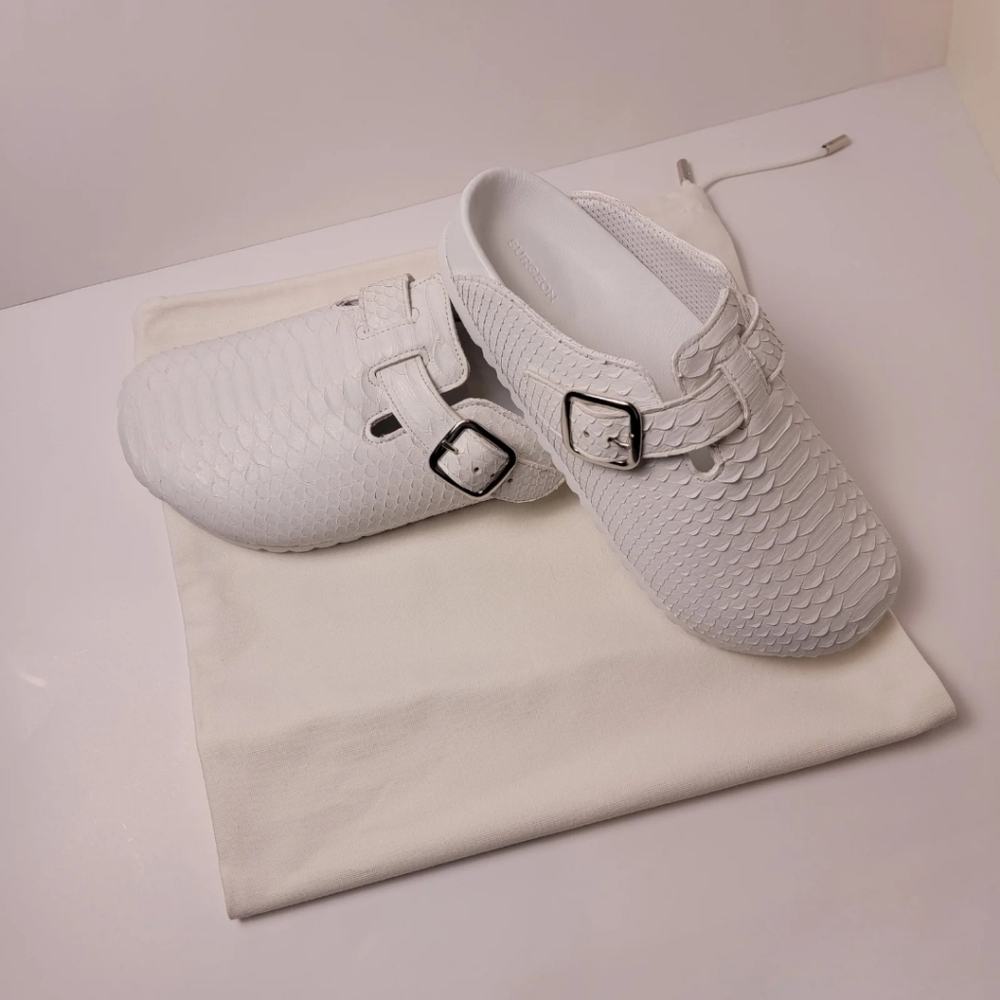The Shoe Surgeon White Python Luxe Mule Men's 10 / Women's 11.5 - Picture 13 of 14